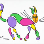 Colorful stylized painting of a cat.