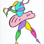 Colorful stylized painting of a woman ballet dancing with a pink tutu.