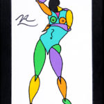 Colorful stylized painting of standing figure posing.