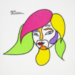 Colorful stylized painting of female head.
