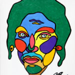 Colorful stylized painting of human face.