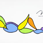 Colorful stylized painting of a reclining figure.